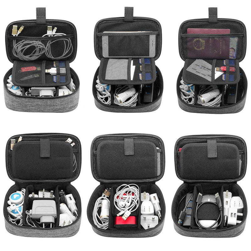 sisma Travel Cords Organizer Universal Small Electronic Accessories Carrying Bag for Cables Adapter USB Sticks Leads Memory Cards, Grey 1680D-Fabrics SCB17092B-OG Grey -1680D Oxford Fabrics