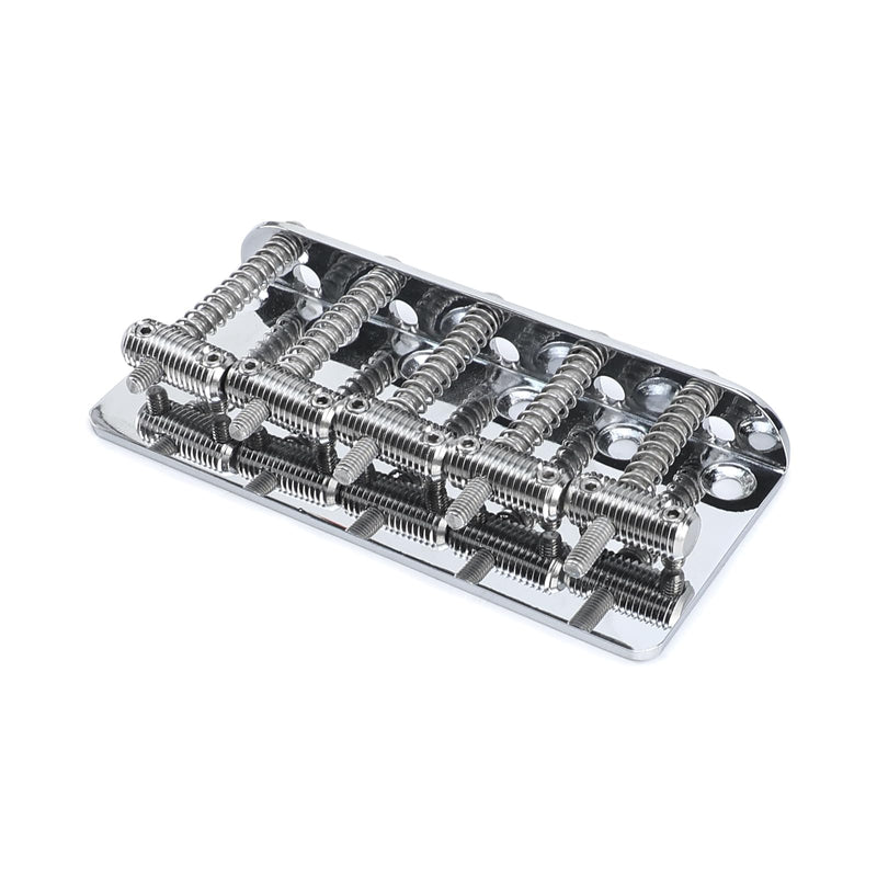 [AUSTRALIA] - Electric Bass Guitar Bridge with Stainless Steel Threaded Saddles Plate 5 String Fixed Bridge Compatible with Vintage style Fender Jazz Precision Bass Bridge Replacement Parts Chrome 5 Piece 