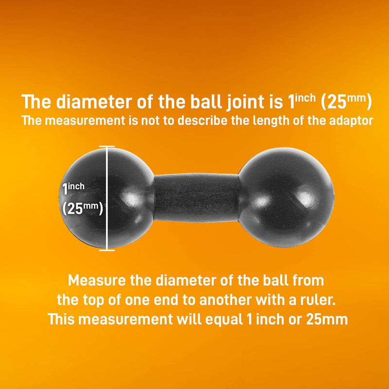 iBolt 25mm / 1 inch to 25mm / 1 inch Composite Extension Ball Adapter for Industry Standard Dual Ball Socket mounting arms 25mm to 25mm Composite adapter