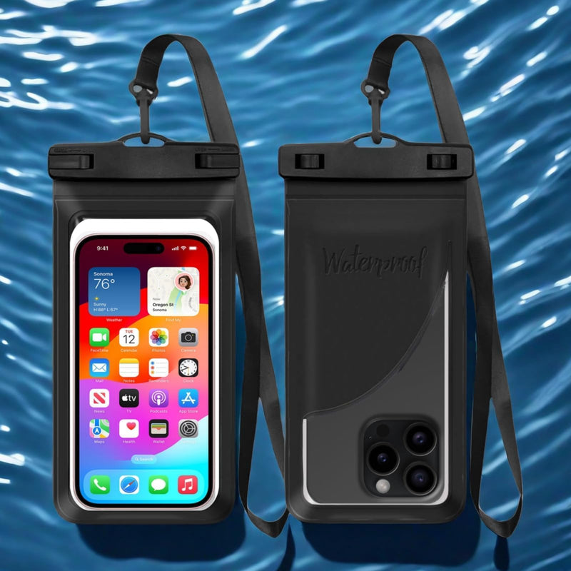 Waterproof Phone Pouch, with Inside Card Bag, Large Waterproof Case for iPhone 15 14 13 Pro Max, IPX8 Certified and Lightweigt Cellphone Dry Bag Beach Cruise Ship Essentials,1 Pack-Black-8.3″ A1-Black