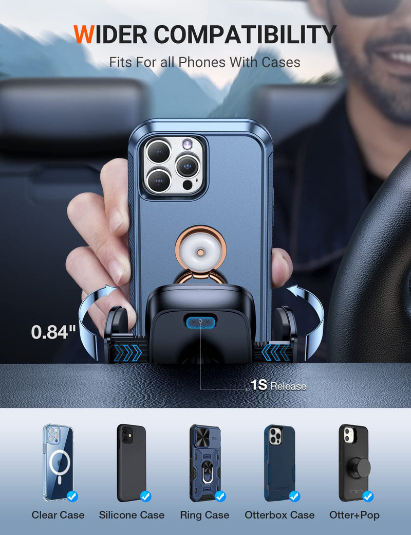 TORRAS [Ultra-Durable Cell Phone Holder for Car, Universal Mount Dashboard Windshield Vent Compatible with iPhone 14 13 12 11 Pro Max, Samsung Galaxy S20+ Ultra S10 Note Plus classic Black