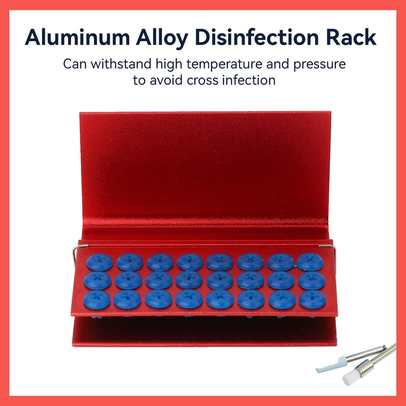 [AUSTRALIA] - Disinfectant Box, 24 Hole Disinfectant Case Aluminium Alloy with Silicone Pad, Dental Drill Block Holder, Autoclavable Dental Tool Sterilizer, Dental Drill Cleaner 