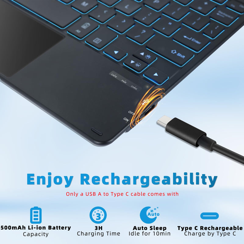 Keyboard Case for Surface Go 3 / Surface Go 2 / Surface Go, 7 Color Backlight Magnetic Detachable Bluetooth Keyboard with Trackpad, Rechargeable Keyboard for Surface Go - Black Black Surface Go 3/2/1 Keyboard Case - Backlit