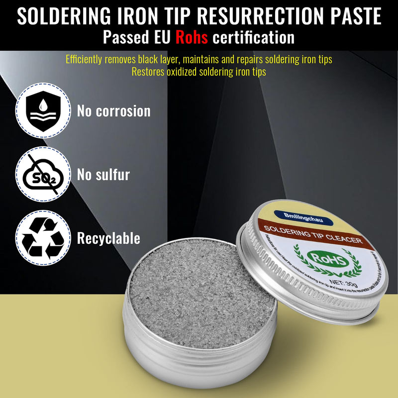 Bmliingchau Soldering Tip Cleaner, 30 g Soldering Tip Reactivator, Lead-Free, Soldering Tips Reactivator, Soldering Tip Cleaner Tip Tinner Cleaner for Reactivating Oxidised Soldering Tips