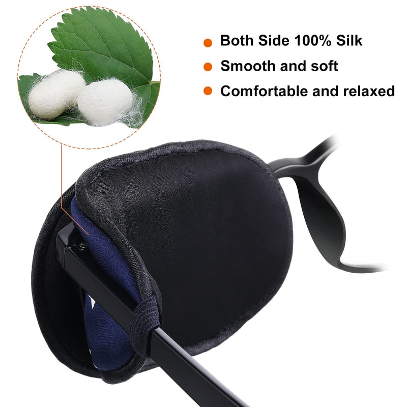 [AUSTRALIA] - 6 Pieces Silk Eye Patch for Adults Kids Glasses to Cover Either Eye Soft Eye Glass Cover Single Eye Patches (Dark-Color Style) Dark-color Style 