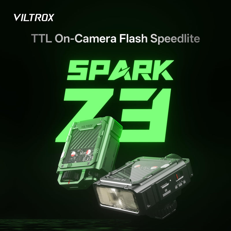 VILTROX Spark Z3 TTL Camera Flash Speedlite for Fujifilm, GN16 6500K Mini On-Camera Flash with 26Ws Output, 7 Power Levels, 650 Full-Power Flashes, 1s Recycle, 1800mAh Li-ion Battery, Softbox (Green) Z3-F(Green)
