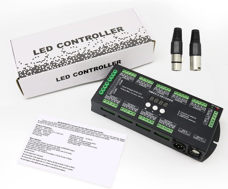 [AUSTRALIA] - 36 Channel DMX Decoder,72A RGBW led light dmx controller Digital Display DMX512 Dimmer DC9V-24V 8 Bit 2A/CH 36 channel with display 