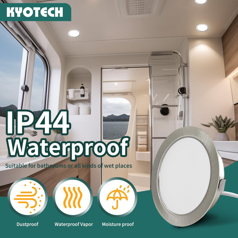 [AUSTRALIA] - LED Recessed Spotlight 230 V G4 3.5 W 4000 K Neutral White 260 LM Furniture IP44 Recessed Light Kitchen Borehole 55-58 mm and 20 mm Flat Set of 3 Nickel-3 
