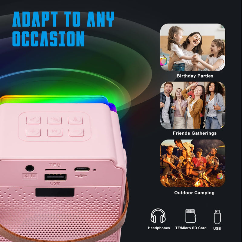 Mini Karaoke Machine for Kids with 2 Wireless Microphone for Kids, Kids Karaoke Machine for Girls Boys Kids Age 4-8-12, Kids Microphones for Singing, Toddler Karaoke Machine Girl(Pink) Pink