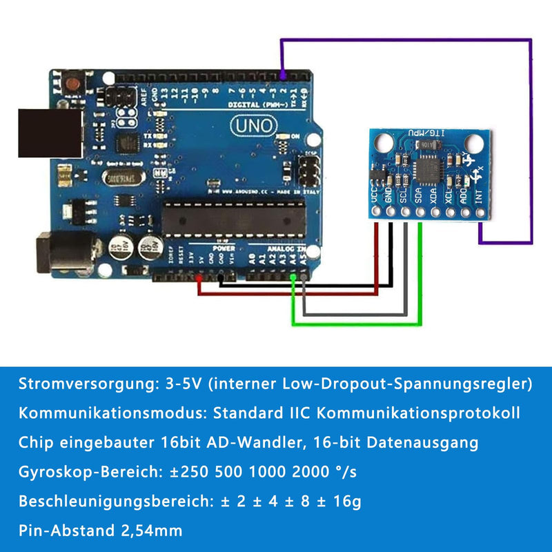 4 x GY-521 MPU-6050 Module, 3 Axis Accelerometer Gyroscope Module 6 DOF 6-axis Accelerometer Gyroscope Sensor Module 16 Bit AD Converter Data Output IIC I2C and Accelerometer Compatible with Ard