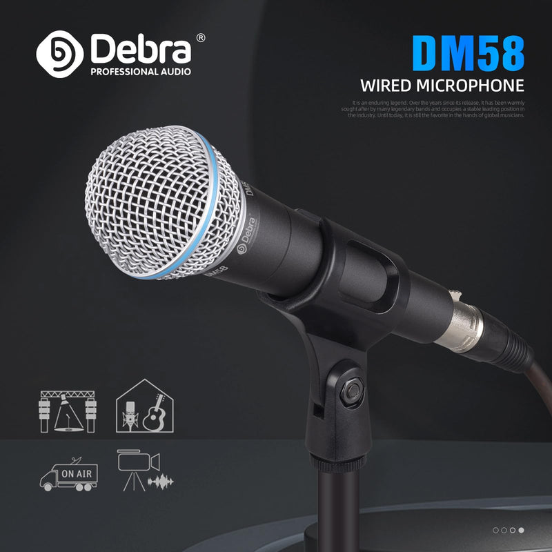 D Debra Wired Dynamic Microphone, Cardioid Dynamic Vocal Handheld Mic with Mic Clips, Suited for Speakers, Karaoke Singing Machine, Amp, Mixer Audio
