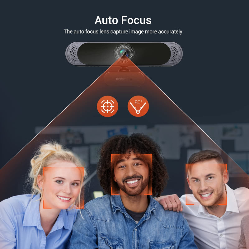 DEPSTECH 4K Webcam, DW49 HD 8MP Equipped with Sony Sensor Autofocus Webcam with Microphone, Privacy Cover, Plug Play USB Computer Web Camera for Pro Streaming/Online Teaching/Video Calling/Zoom/Skype | Privacy Cover, Plug Play USB Computer Web Camera f...