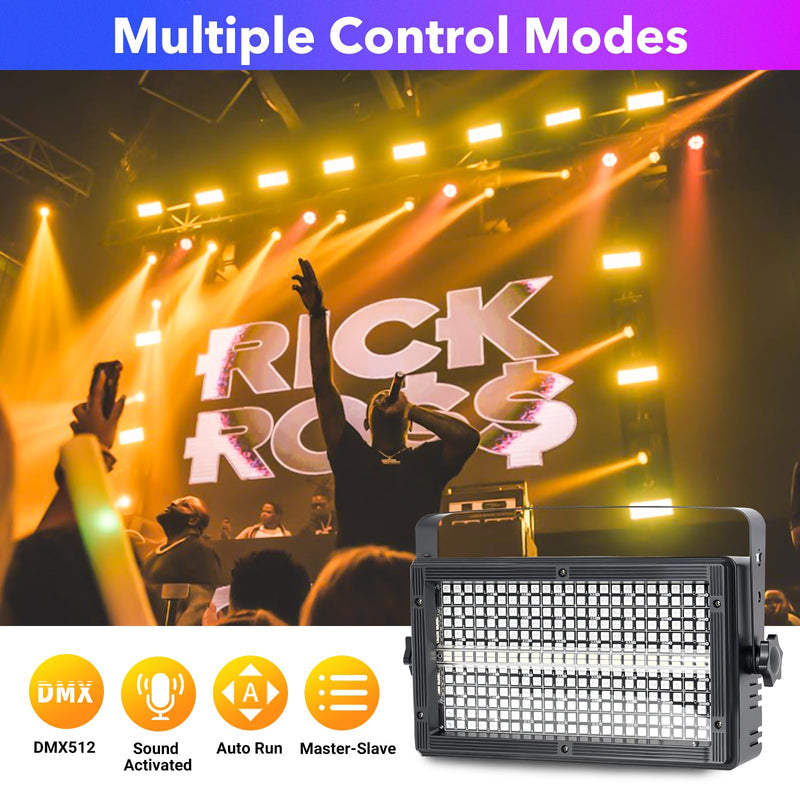 LED Stage Strobe Light, 8 Partition RGB 3-in-1 DMX512 Sound Activated Control Wall Wash Effects Lighting for dj Bar Disco Party Events Wedding Church