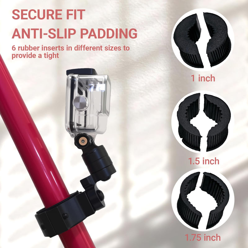 [AUSTRALIA] - UTV ATV 360° Rotation Camera Mount,Fits 1'' 1.5'' 1.75'' 2'' Tube Roll Bar,Compatible with DJL Insta360 Gopro Hero etc 