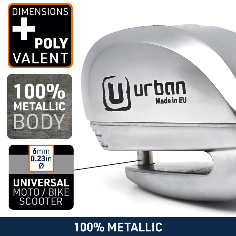 URBAN UR22 Alarm Disc Lock 120db ON/Off, Warning Function A+ Sensitivity Replaceable Alarm Module, High-end Waterproof, Longlife Battery, Electronic Reminder, Can be Carried with Bracket, Universal Metal