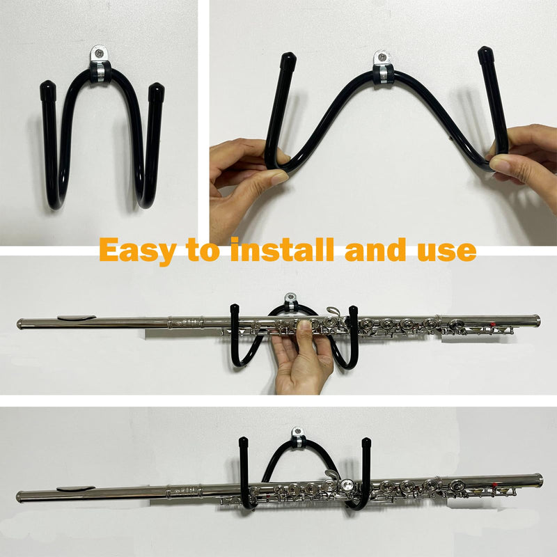 2 Pack Universal Flute Hanger - Flute Wall Mount Hook Stand Storage Flute Display Rack - Flat Wall Holder for all Flutes - Stand Accessories Home or Studio Wall - No Flute