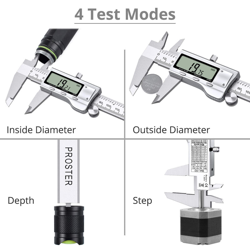 Proster Digital Caliper 8 Inch/200 mm + 32 Feeler Gauge Calliper Stainless Steel Electronic Caliper Inch/Fractions/Metric Caliper for Length Width Depth Inner / Outer Diameter 200 mm