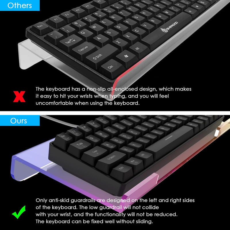 Clear 366 Kinds RGB Acrylic Tilted Computer Keyboard Holder,PC Keyboard Stand Tray Holder for Easy Ergonomic Typing and Working at Home and Office Upgraded Version RGB Chocolate stand