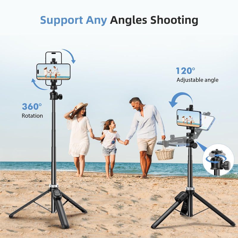 62" Phone Tripod - MIIASI Extendable Tripod for iPhone and Selfie Stick Tripod with Remote, 360° Ball Head Upgraded Cell Phone Tripod for Video Recording, iPhone 14/13/12 Pro Max/Android/GoPro 62in