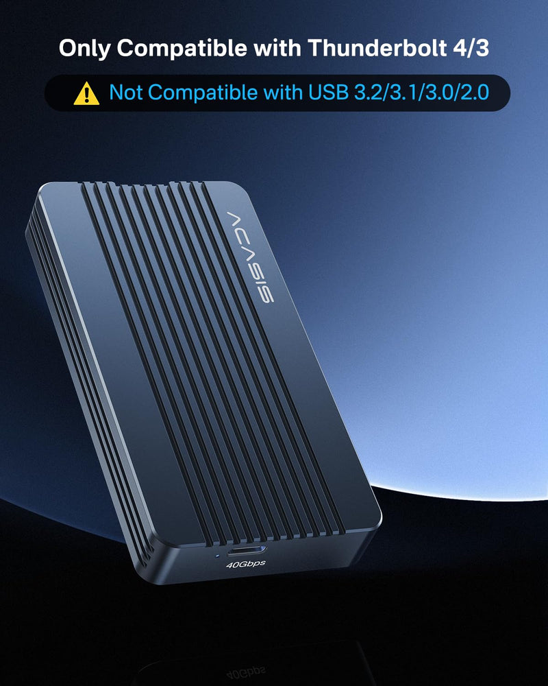 ACASIS 40Gbps M.2 NVMe SSD Enclosure with Aluminum for Thunderbolt 4/3/USB4 | Tool-Free Installation;Heat Sink; Noiseless Design;Supports 2280/2260/2242/2230 SSDs;40Gbps;Stable speed TBU405 Air