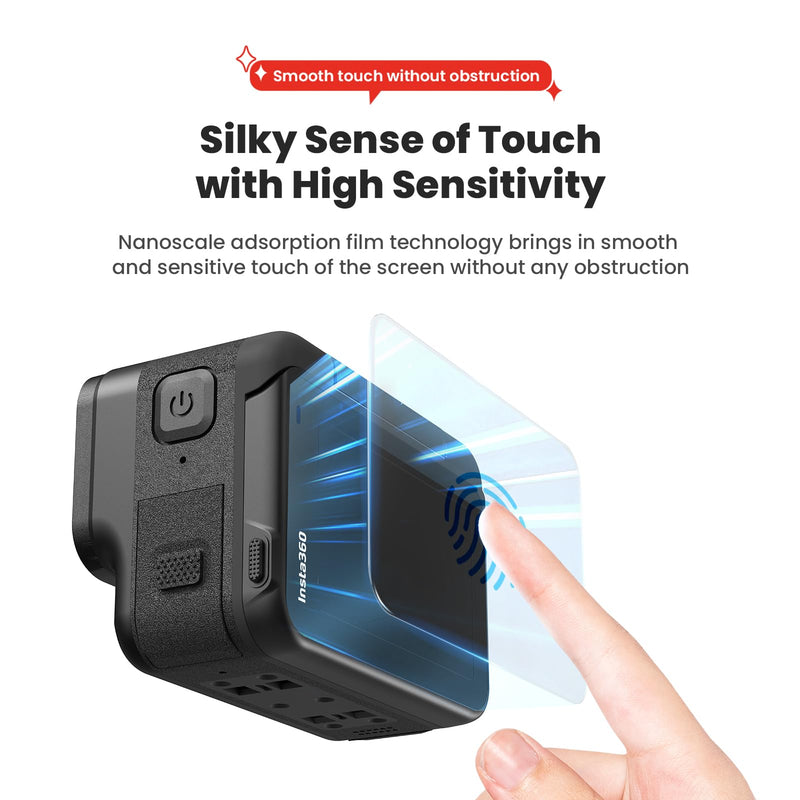 Silicone Case Bag with Lens Cap Screen Protector for Insta360 ACE PRO,debous Soft Rubber Cover Protection LCD Lens Glass Screen Protective (Black)