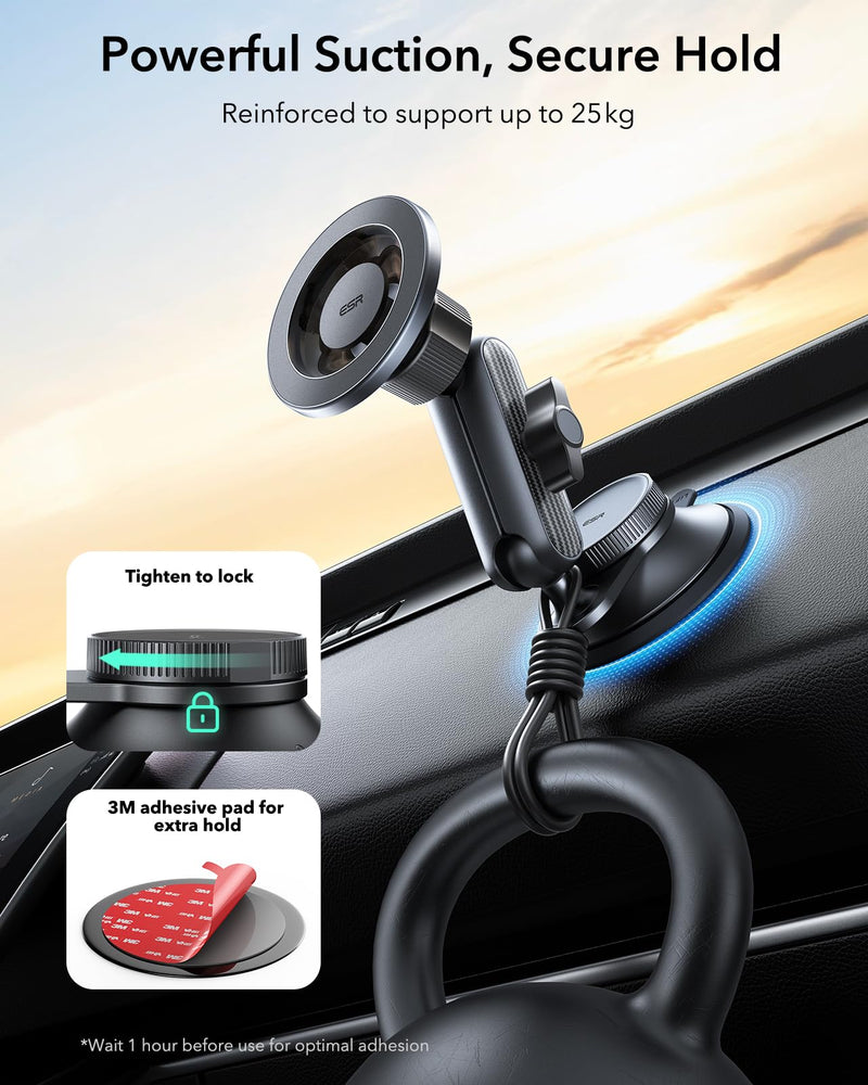 ESR OmniLock for MagSafe Car Mount for iPhone 17-12,Samsung/Google | Suction Cup Phone Holders for Your Car, Magnetic Car Mount for Dashboard/Windshield, 360° Adjustable, for All Smartphones