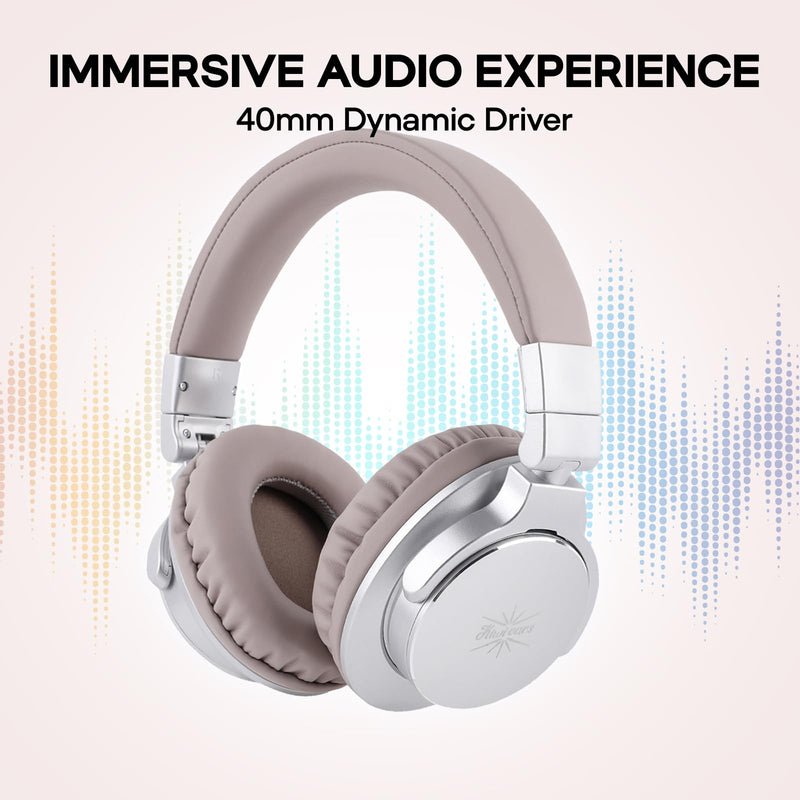 [AUSTRALIA] - Kiwi Ears Division Monitor/DJ Headphones, Wired Over Ear Headphones, Gaming Headset, Mixing DJ Stereo Headsets with 40mm Drivers, 3.5mm/6.35mm Audio Jack for AMP Computer Recording Podcast Silver 