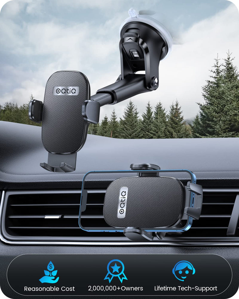 [AUSTRALIA] - OQTIQ 3-in-1 Suction Cup Phone Holder for Windshield/Dashboard/Air Vent with Strong Sticky Gel Pad, Compatible with iPhone, Samsung & Other Cellphone Black 