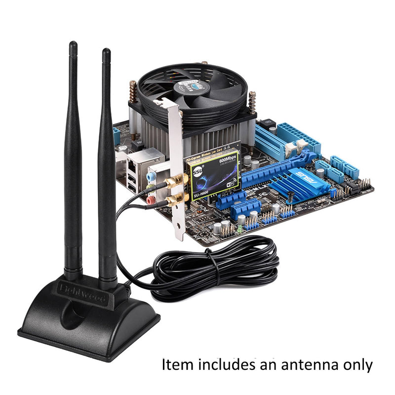 Eightwood WiFi Antenna with RP-SMA Male Connector, 2.4GHz 5GHz Dual Band | Magnetic Base Antenna for PC Desktop Computer, PCIe Bluetooth Card, Motherboard, WiFi Router wifi 6 antenna/rp-sma connector