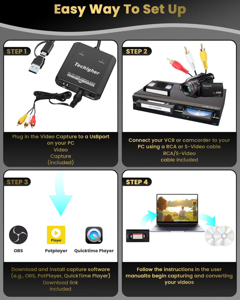 [AUSTRALIA] - VHS to Digital Converter & RCA to HDMI Adapter USB Video Capture Card for VCR/DVD/AV/PS2/Wii,av to hdmi converter Analog to Digital & HD Display Output, wii hdmi adapter,Save/Convert OldVideo VHS CAP/Converter 