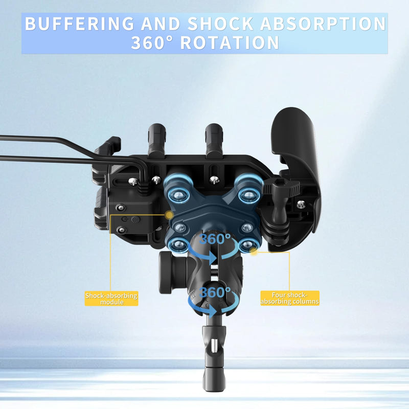 Motorcycle Phone Mount with 15W Wireless Charger & PD/USB-C USB Quick Charger Anti Vibration Theft Motorcycle Phone Holder with Sun Shade for Motorcycles