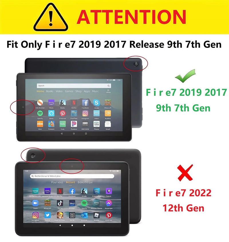 for FlRE 7/7 Kids Tablet case 9th 7th Generation 2019 2017 Kickstand Heavy Duty Shockproof Cover (Purple) Purple 9th/7th Gen 2019 2017