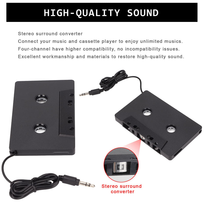 ASHATA Car Audio Cassette Adapter, 3.5mm Auxillary Cable Cassette Receiver,Stereo Audio Tape Converter, Cassette Tape to Aux Adapter,for Vintage Car,Radio