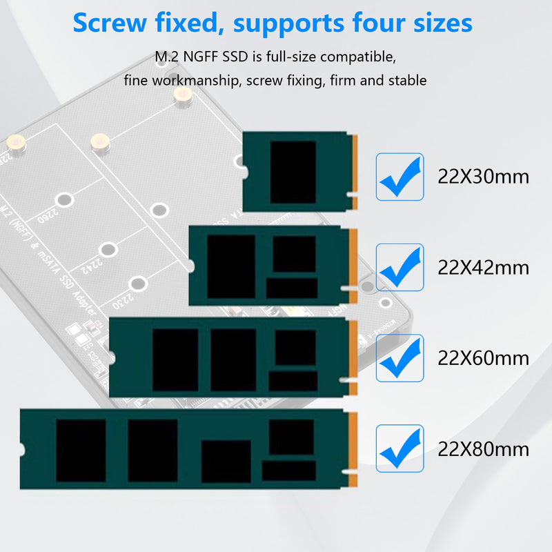 CERRXIAN M.2 NGFF SSD & MSATA SSD to 2.5" SATA III Converter Adapter 2 in 1 B Key/B&M Key M.2 NGFF mSATA SSD Hard Drive to SATA3.0 Enclosure Adapter Not for M Key