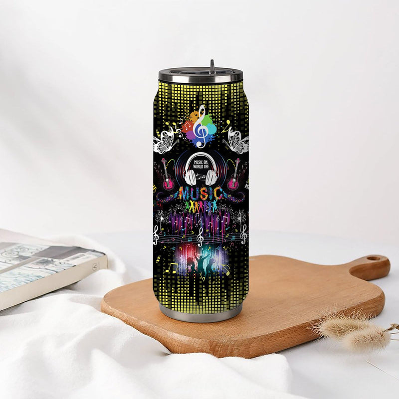 Music Notes Stainless Steel Insulated Tumbler With Straw Lid, Musical Lovers Gift For Musician As Music Themed Gifts 17 Oz 17 ounces