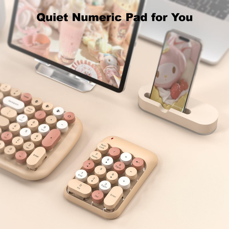 [AUSTRALIA] - Wireless Number Pads, Cute Colorful Numeric Keypad Numpad Portable 2.4 GHz Financial Accounting Number Keyboard Extensions, 18 Key Number Numpad for Laptop Desktop, PC (Cream) Green 