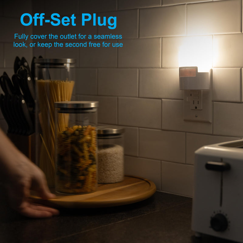 [AUSTRALIA] - GE LED Motion Sensor Night Light, Plug into wall, 40 Lumens, Soft White, UL-Certified, Energy Efficient, Ideal Nightlight for Bedroom, Bathroom, Kitchen, Hallway, 46632, White, 2 Pack White 40 Lumens 