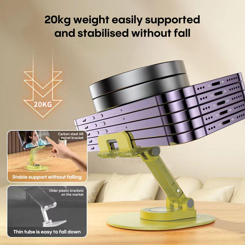 Foldable Desktop Phone Holder, Phone Holder on Desk Compatible with iPhone15, 14, 13 Pro Max Mini, Suitable for 3.5-12.9 inch Phones and Tablet Computer. (Yellow) Yellow