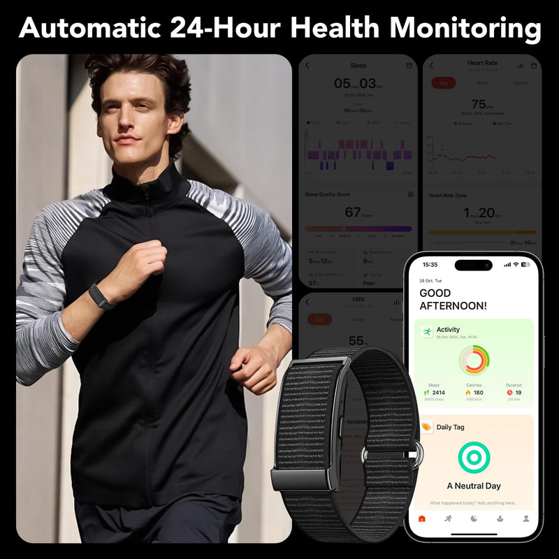 Health Activity Fitness Trackers, 2025 Wearable Smart Bracelet, 120+ Sport Modes Smart Band, All-Day Continuous Heart Rate Blood Pressure Stress HRV Monitor, 24H Sleep Tracker with Free App