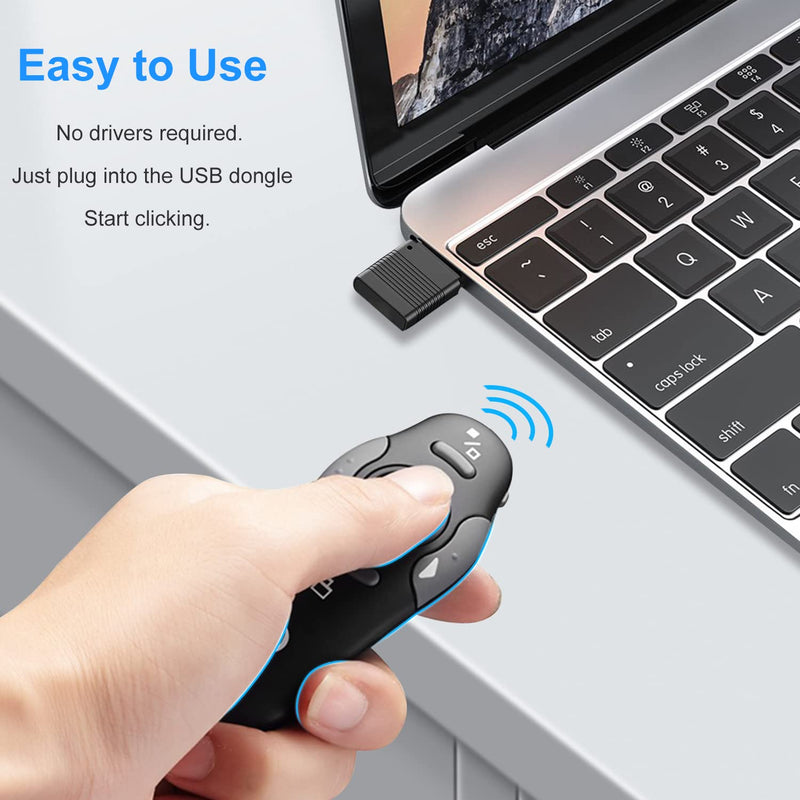 Wireless Presentation Clicker for PowerPoint Presentations, USB Dongle Wireless Presenter Remote with Laser Pointer Slide Clickers for Mac/Windows/Linux, Computer/Laptop, Google Slide/PPT/Keynote
