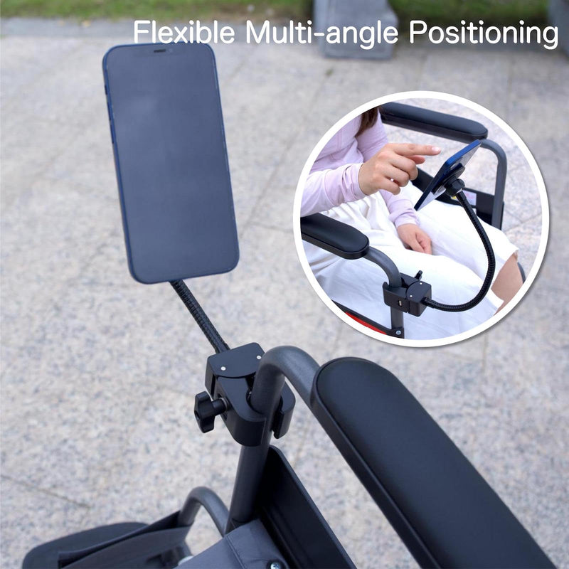 Wheelchair Magnetic Phone Holder - Adjustable Gooseneck with Angle Lock, Compatible with iPhone 16/15/14/13/12 Pro Max Series, iPad & Magnetic Phone Cases (12 Inch) 12 Inch
