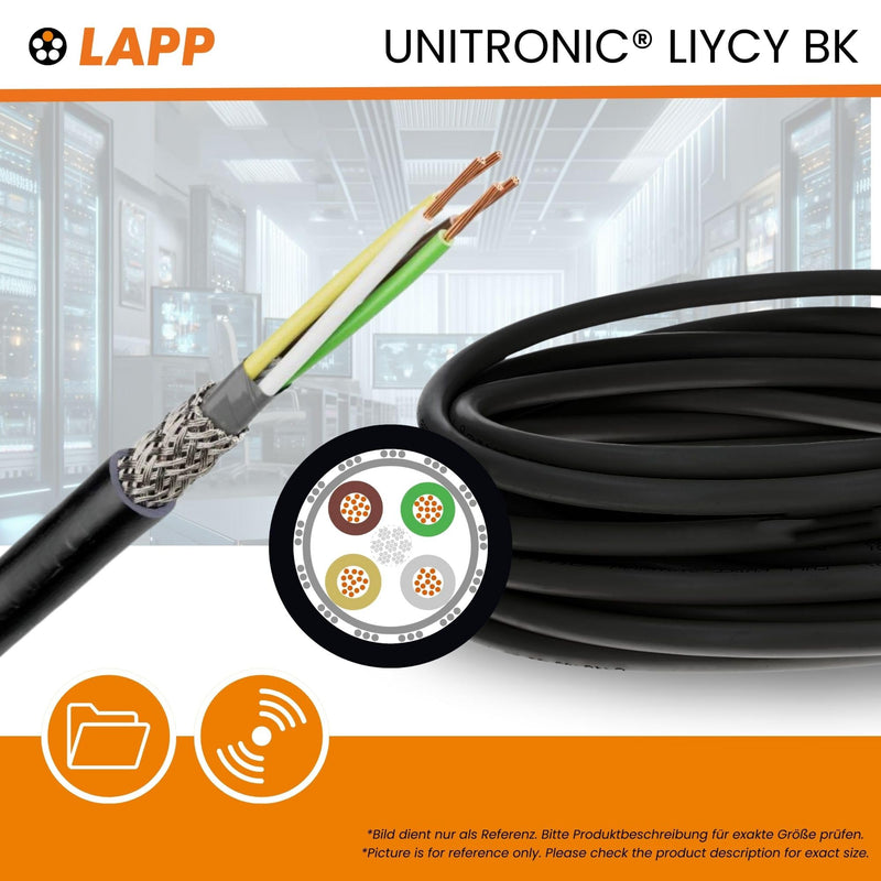 10 m Lapp 1030530 LiYCY Shielded Control Cable 2 x 0.75 mm² I UV-Resistant I Signal Cable 2 Core I Data Cable for Outdoor Use I Soldering Cable I Connection Cable LED I Connection Cable Black