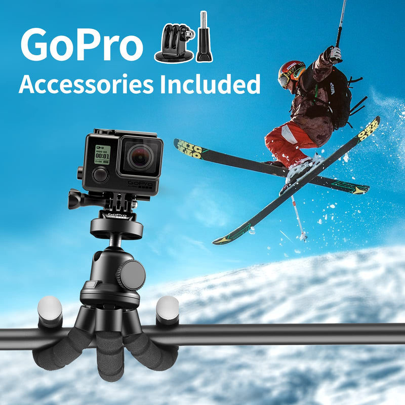Aureday Phone Tripod, Flexible Tripod for iPhone and Android Cell Phone, Portable Small Tripod with Wireless Remote and Clip for Video Recording/Vlogging/Selfie Black