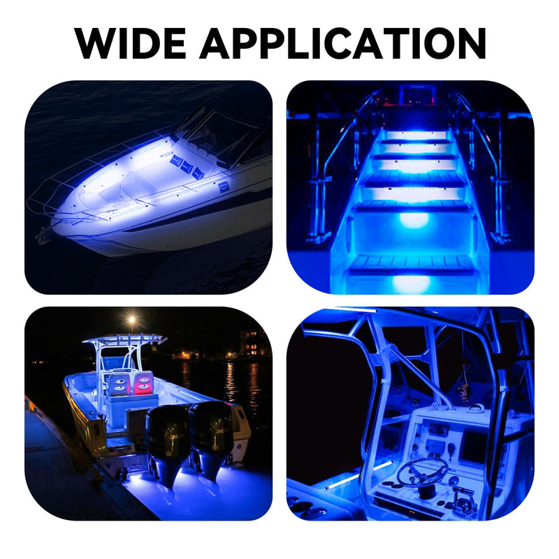 Boat Interior Lights Blue,Waterproof Led Boat Lighting, Marine Led Strip Lights, Super Bright Marine Lighting for Night Fishing Courtesy Lights for Pontoon Kayak Yacht Sailboat (Blue 4PCS)