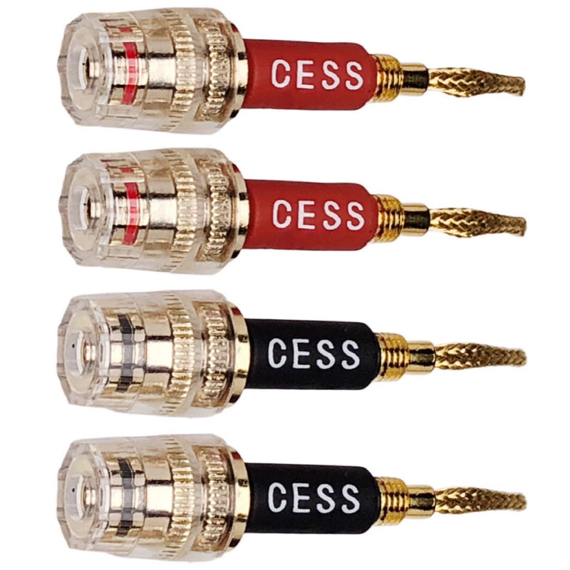 CESS-220 Pin Banana Plug to 4mm Female Banana Jack/Speaker Wire, 4 Pack (Braided-Type to 4mm) Braided-type to 4mm