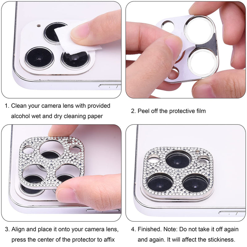 [2 Pack] Wisdompro Bling Camera Lens Protector for iPhone 13 Pro Max 6.7 inch, for iPhone 13 Pro 6.1 inch, Glitter Diamond Crystal Metal Lens Decoration Cover Accessories (Rose Gold and Silver) for iPhone 13 Pro Max & 13 Pro (Rose Gold + Silver)