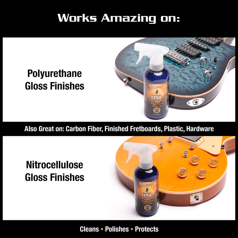 MusicNomad MN150 Guitar ONE All-in-1 Cleaner, Polish, and Wax, 12 oz. 12 Fl Oz (Pack of 1)