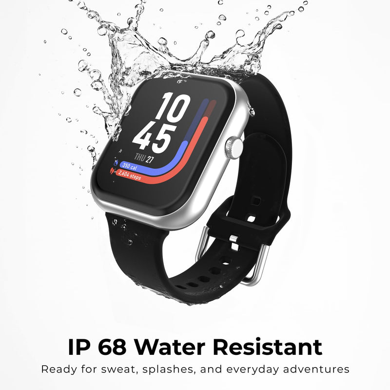iTouch AIR 5 Smartwatch, 1.85" AMOLED Display, Bluetooth Calling, 100+ Sports Modes, Heart Rate, SpO2, Sleep & Stress Tracking, Water Resistant, 7-Day Battery Life, for Android & iPhone Silver / Black