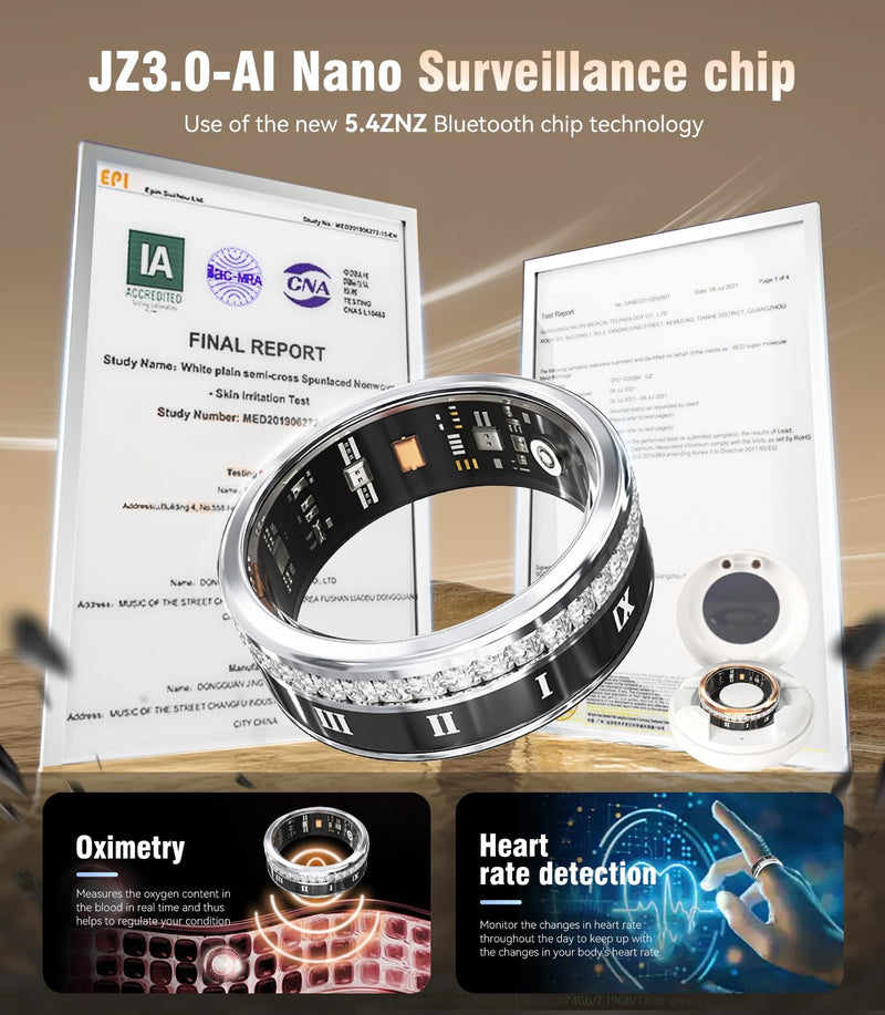 10 Gen Diamond Smart Ring and Wireless Charging Case【Industry Ranking No.1 – 0 Measurement Error】 2026 Smart Ring for Women & Men for Sleep Tracking Wearable Device,Fitness Ring 11# Silver-C 11#
