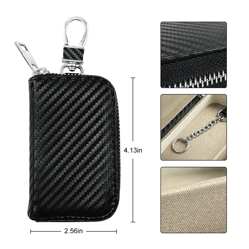 [AUSTRALIA] - Faraday Box for Car Keys and Carbon Fiber Faraday Bag for Key Fob Portable Keyless Entry Signal Blocking Pouch RFID Box for Car Keys Fob Protector Box Car Theft Prevention(Small Box+1 Car Key Case) A02-Small Box+1 Shielding Bag 